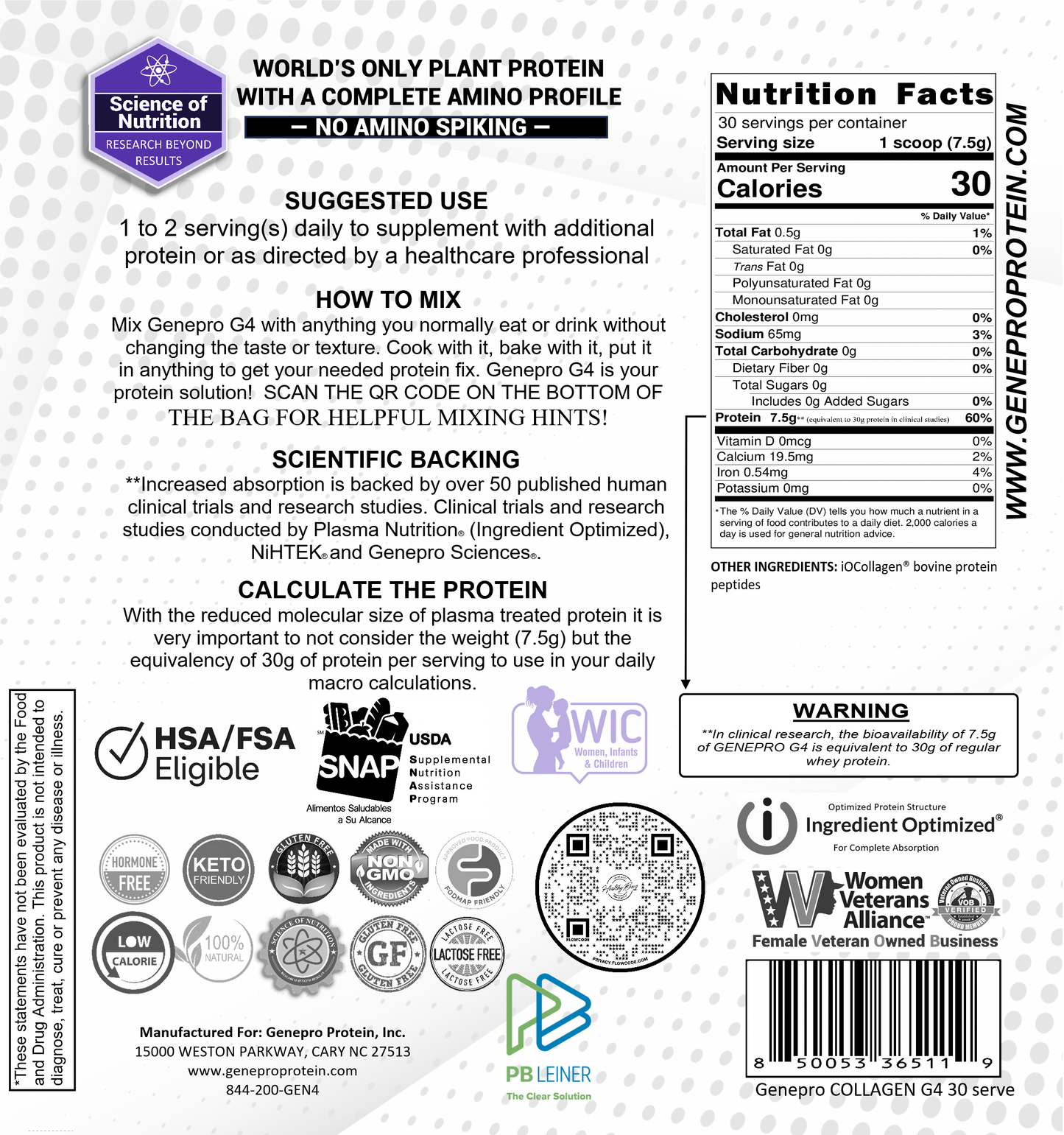 GENEPRO GENERATION 4 COLLAGEN PROTEIN - 30 Serving Flavorless (PRESALE)